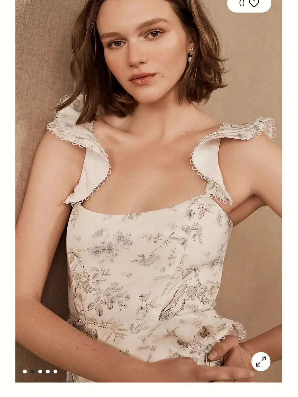 V. Chapman Ivory Floral Ruffle Midi Dress - Picture 4 of 7